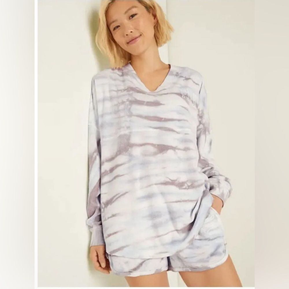 Victoria’s Secret PINK Varsity Beach‎ Terry V Neck Long Sleeve Pullover size L